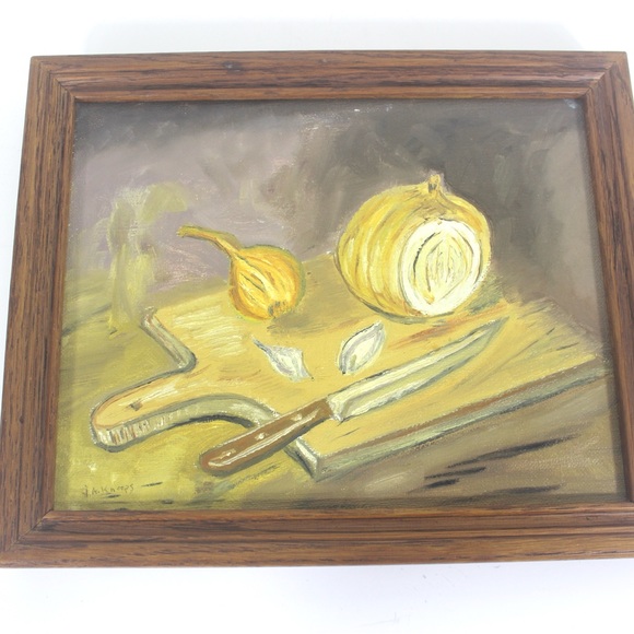 Vintage Original Still Life Painting Signed by Artist Framed Oil on Canvas Kitch - Picture 3 of 9